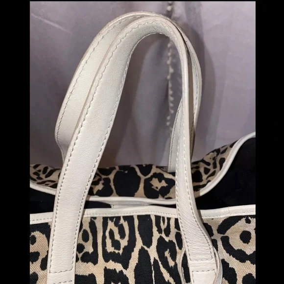 Vintage Yves Saint Laurent YSL Snow Leopard Print Maxi Tote Bag Rare - Picture 4 of 14